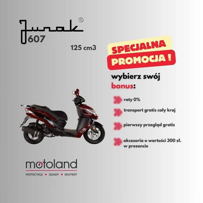 Junak 607 skuter miejski 125 cm³ kat.B, skrzynia CVT, raty, transport! FV23%