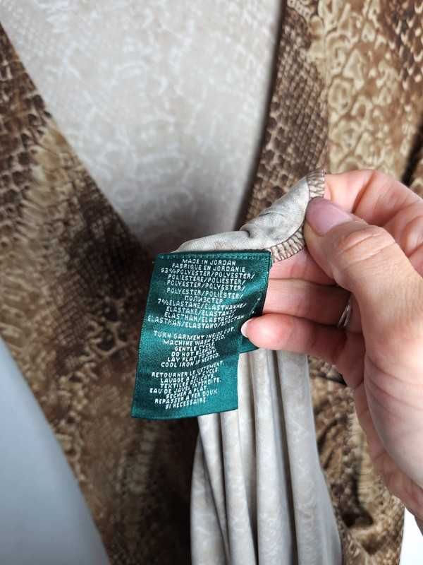 Sukienka Ralph Lauren 36 8 S print wzór skóra węża dekolt V kopertowy