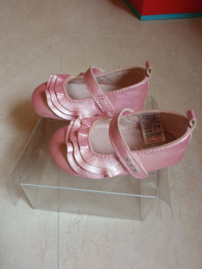 Baleriny 12cm niemowląt 19 Next niechodki eleganckie Chrzest skóra