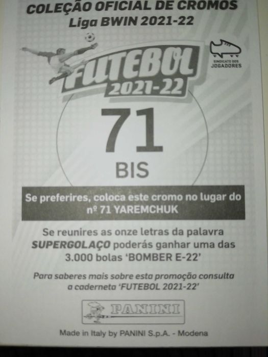 Cromo futebol 2021/22 Top, Bis ultima aquisições