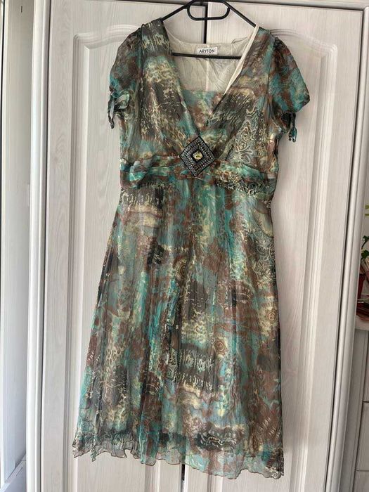 Piękna letnia jedwabna sukienka Aryton 44 XXL 100% jedwab styl boho