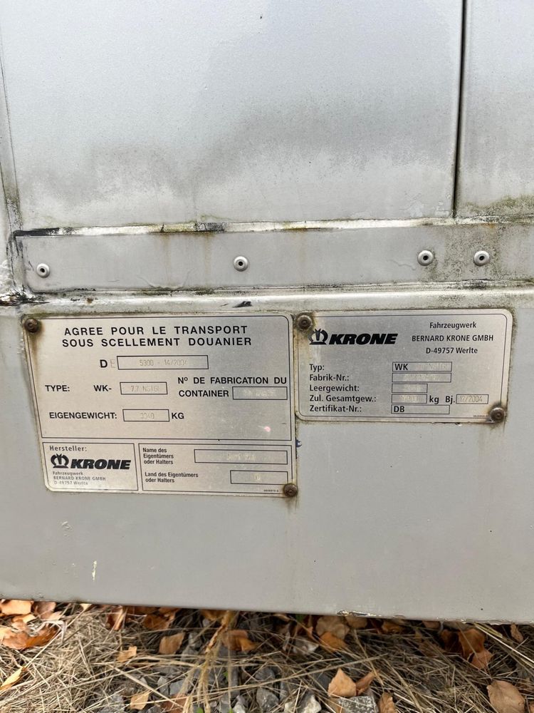Kontener BDF do przewozu ubrań KRONE WK 7.7 NSTGI 7,7 x 2,5 x 3m