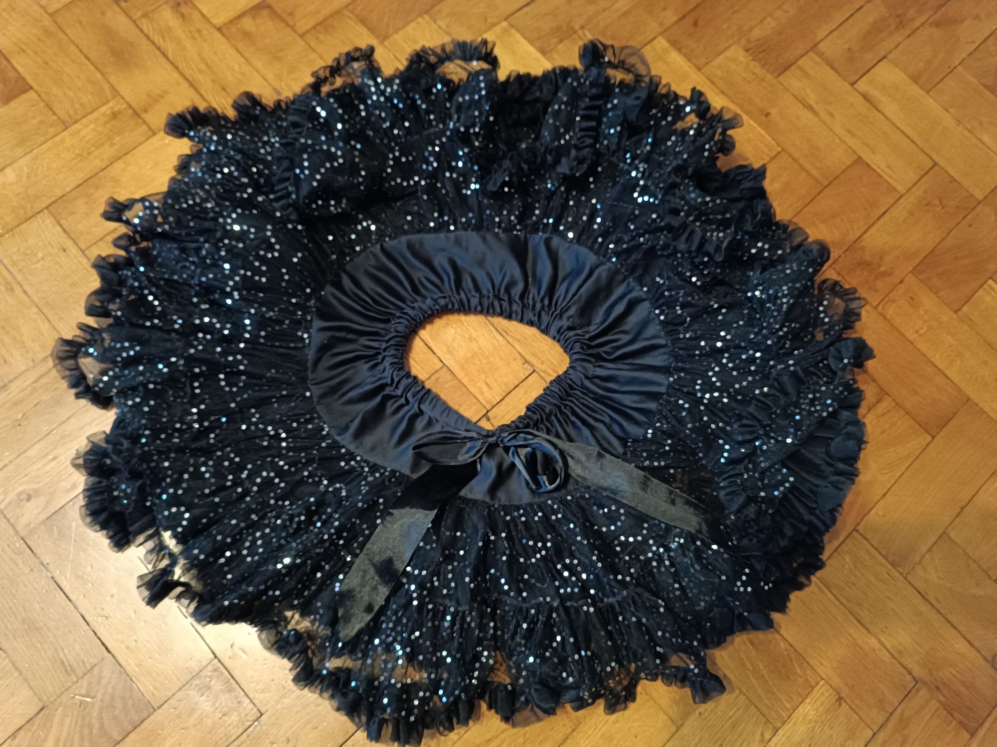 Spódniczka pettiskirt tutu tiulowa czarna z cekinami 122 /128