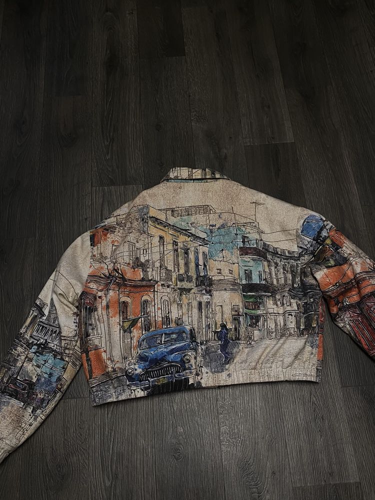 Кроп бомбер з принтом, розмір L–XL | Active Jacket