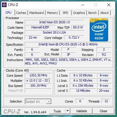 Procesor Intel® Xeon® E5-2620 v3 LGA2011-3 Turbo Boost 3.20 GHz