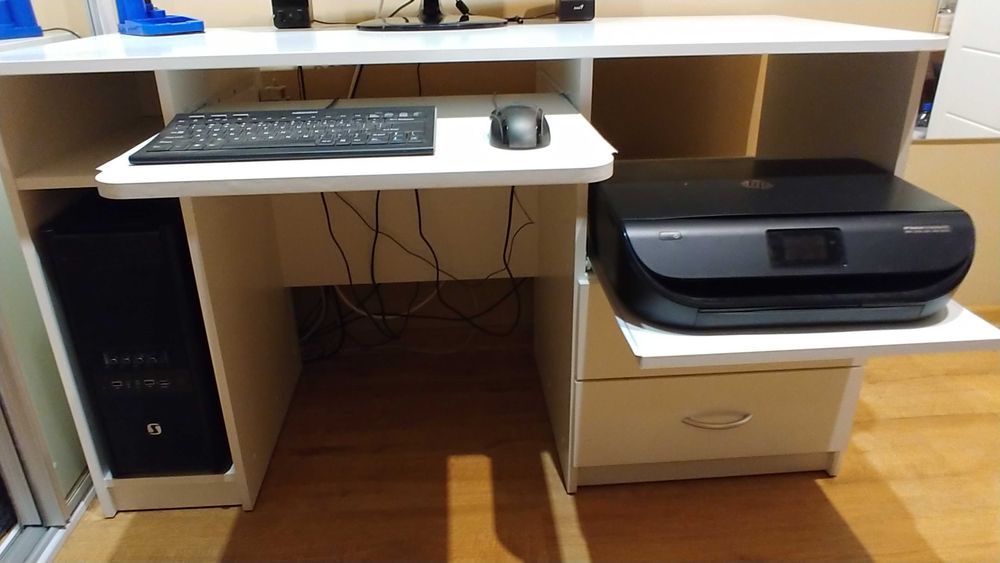 Biurko Max z Szufladą na drukarkę białe do pokoju lub biura