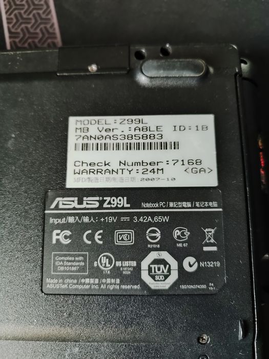 ASUS Z99L (A8LE) — ноутбук на разборку