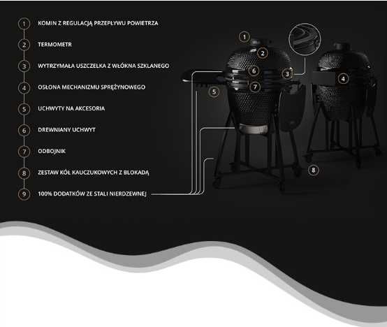 KOLER Grill Ceramiczny Węglowy Kamado EG21 ogrodowy z wózkiem