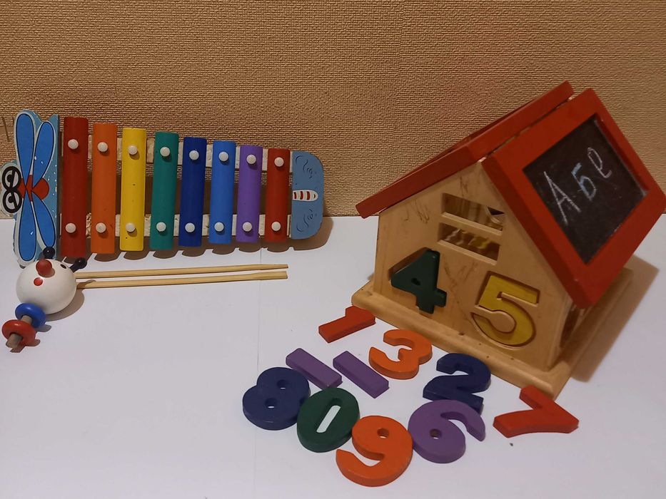 Іграшки СССР Будиночок дерев'яний дом Абак Ксилофон Юла Лисичка