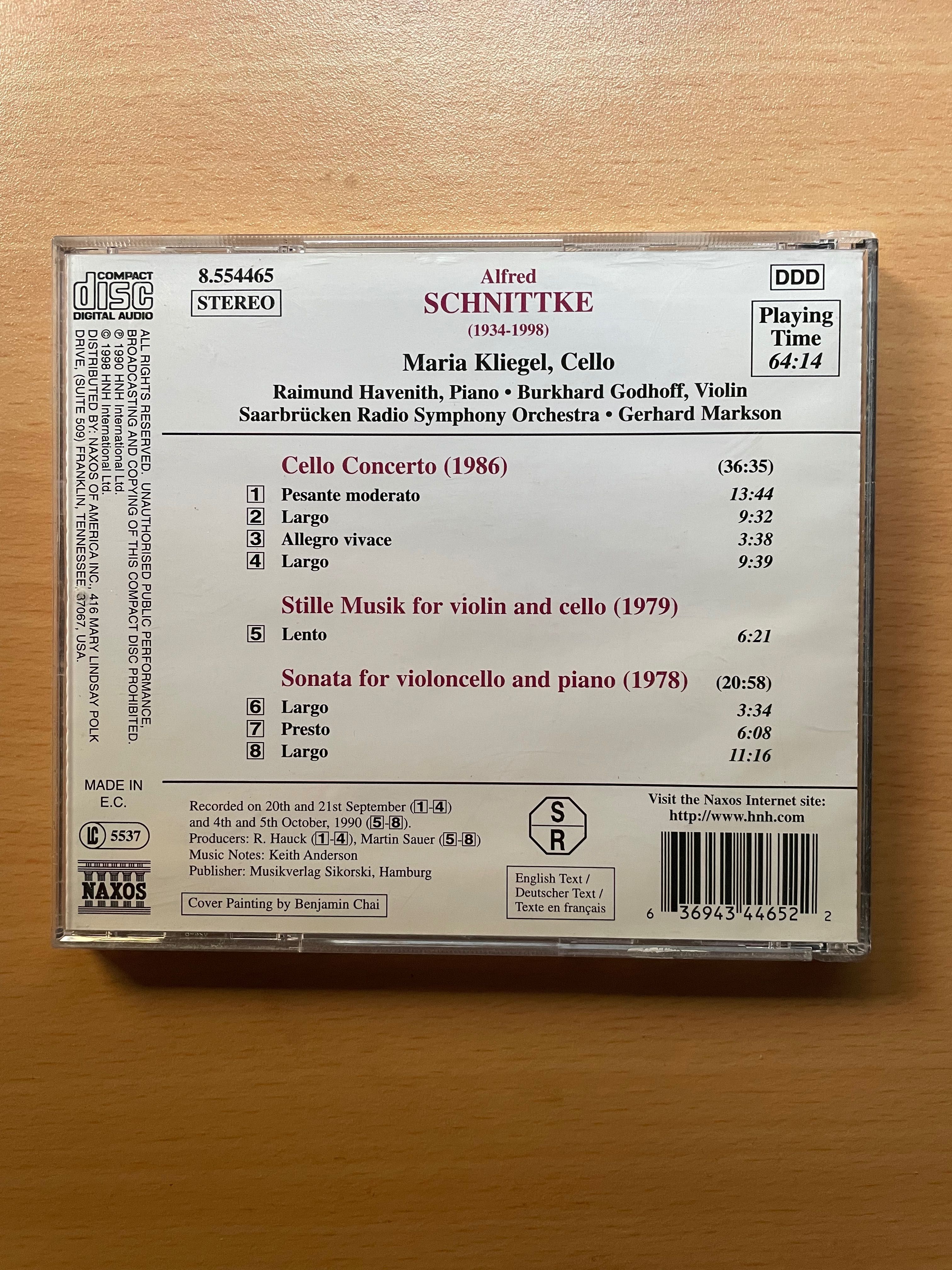 CD Alfred Schnittke: Cello Concerto / Stille Musik / Cello Sonata