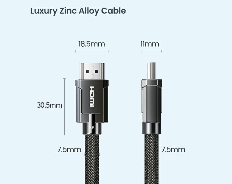 Кабель 3 метра hdmi  2.1 ultra  48gbps  8k 4к, цинк