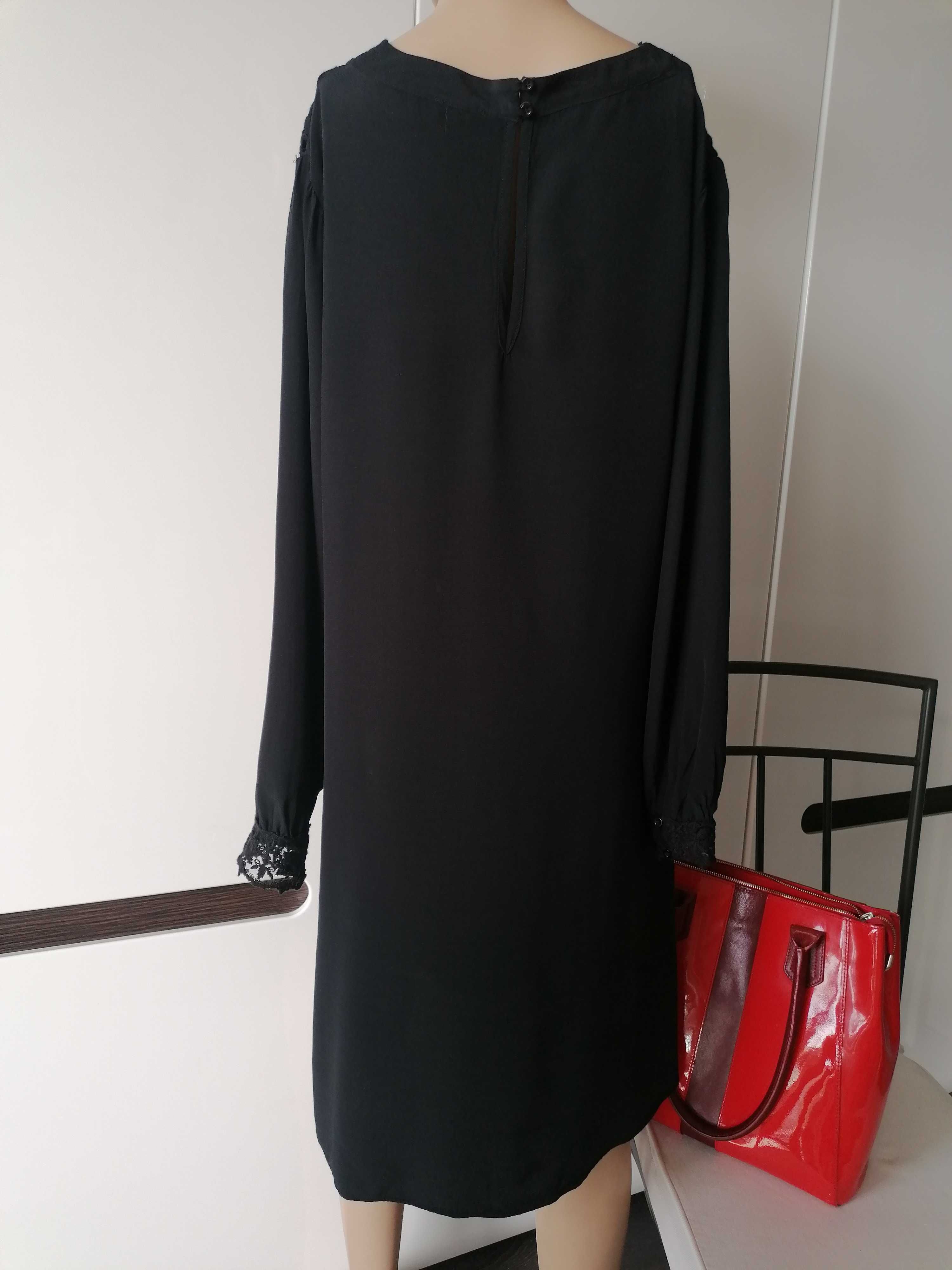 Reserved czarna luźna sukienka klasyczna midi L/XL jak nowa