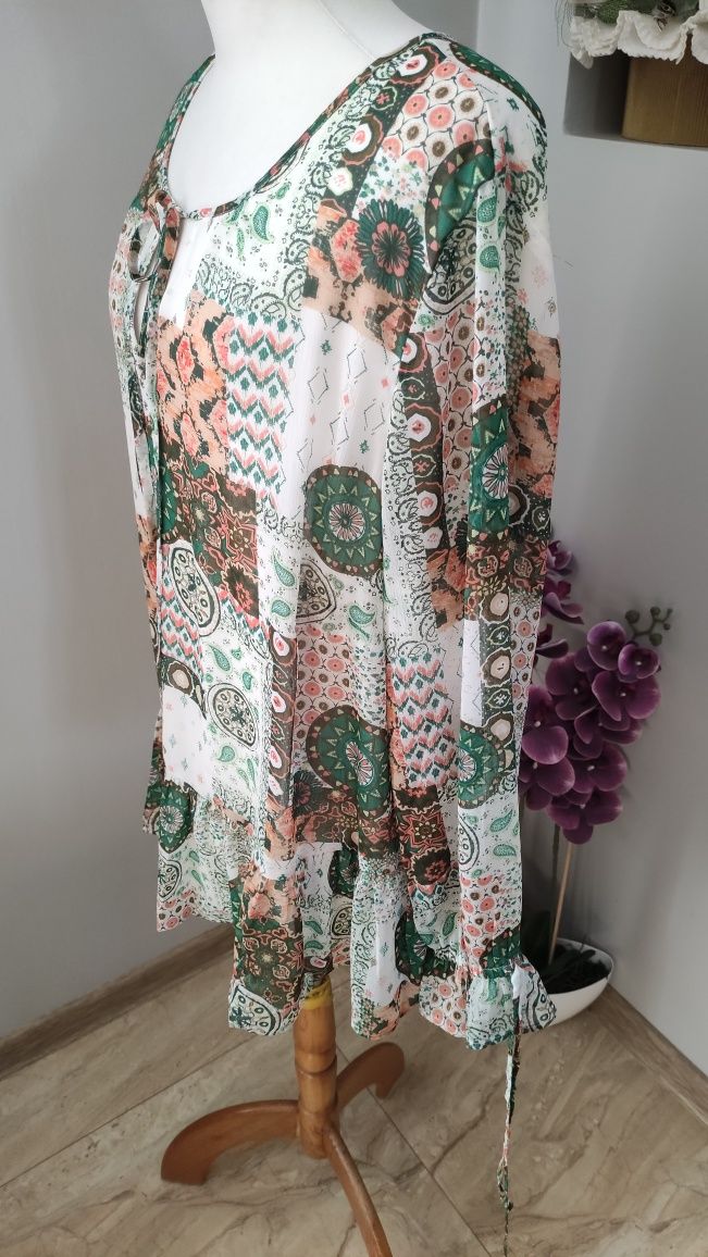 Tunika koszulowa Boho vintage 46 nowa