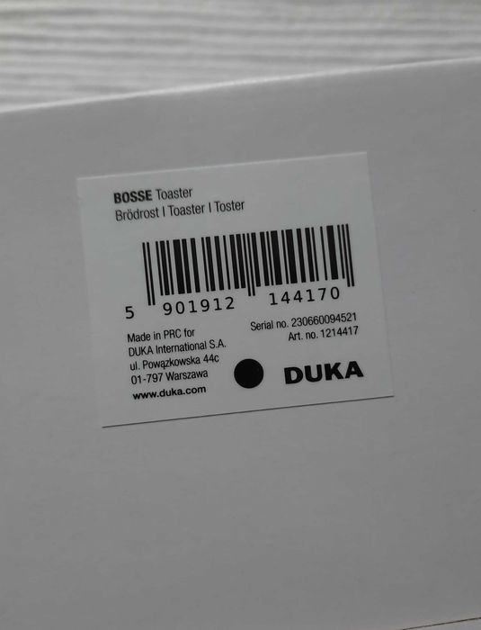 DUKA BOSSE Toster opiekacz do kanapek dwukomorowy czarny + PREZENT