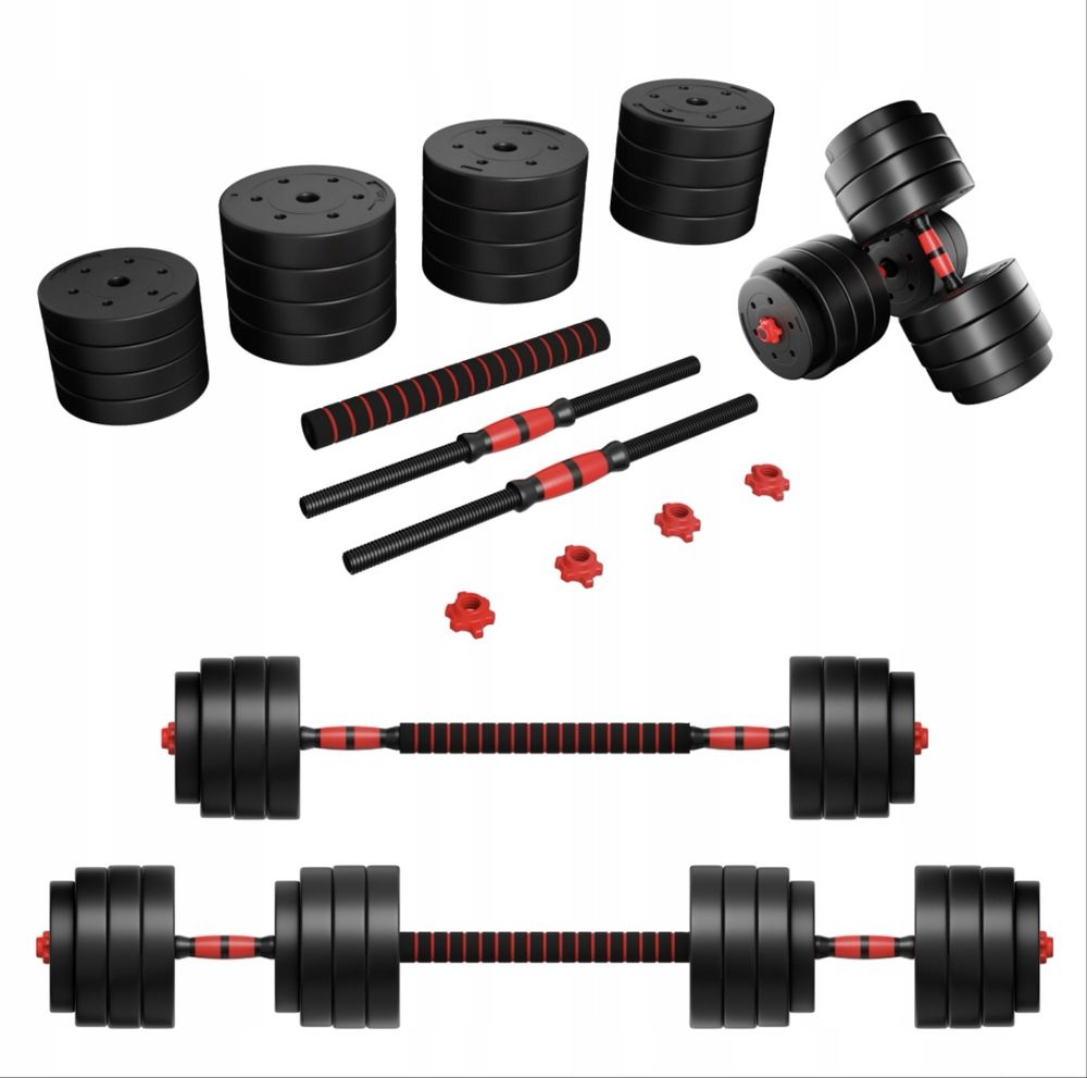 Zestaw ciężarów do ćwiczeń, hantle, sztangla, kettlebell