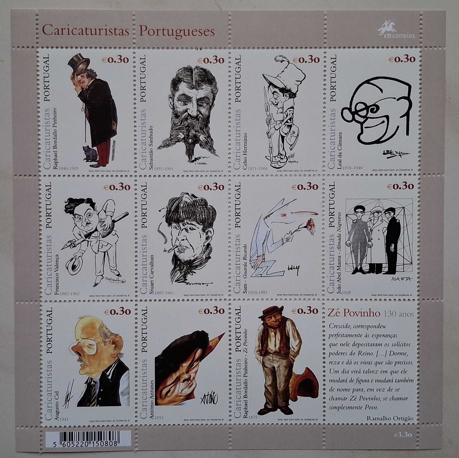 Selos de Portugal - bloco de caricaturas (novos)