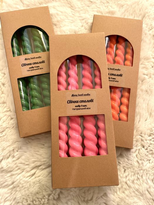 Свічки ручної роботи столові комплект бджолиний віск
