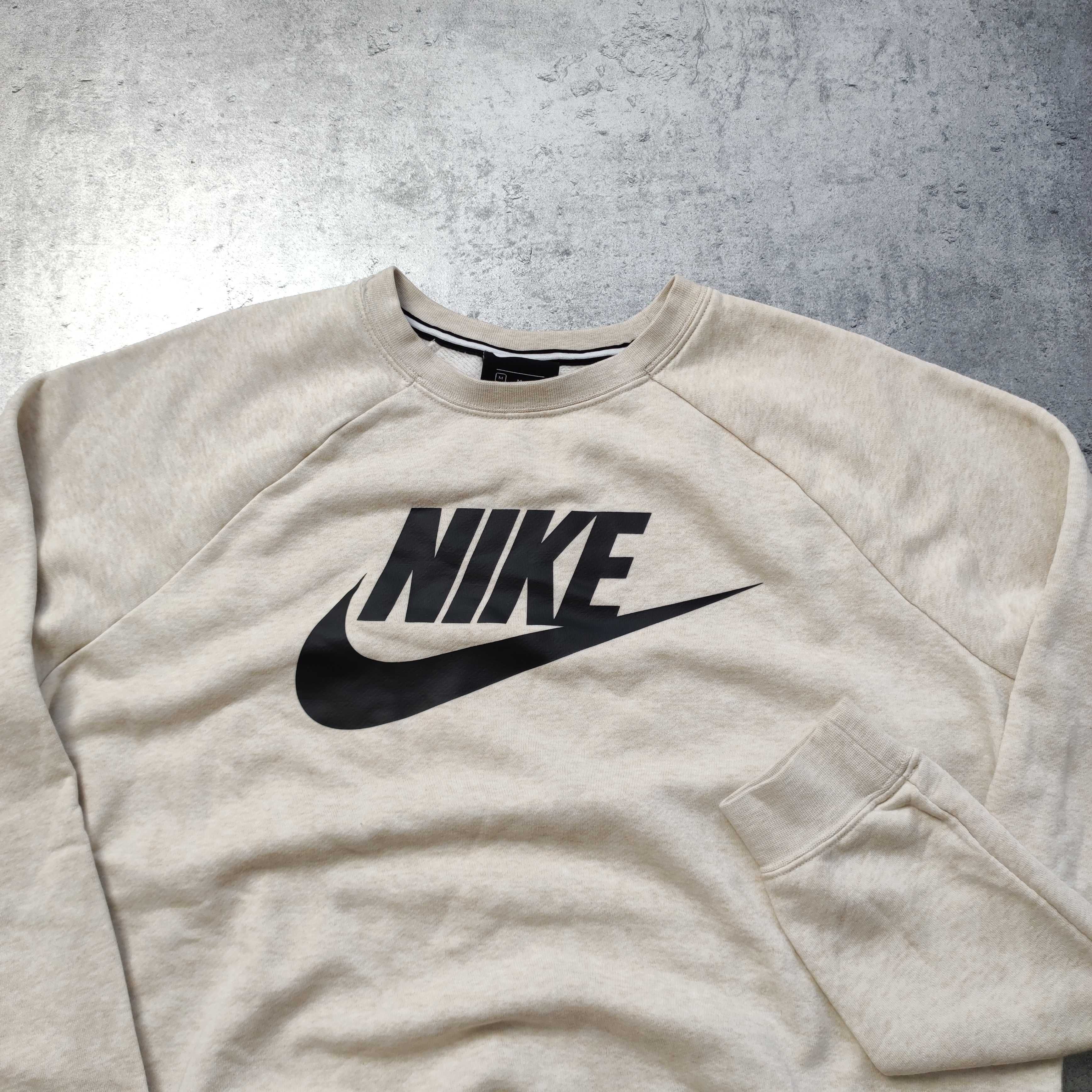 DAMSKA PREMIUM Bluza Beżowa bez Kaptura Nike Sportowa Casual Duże Logo