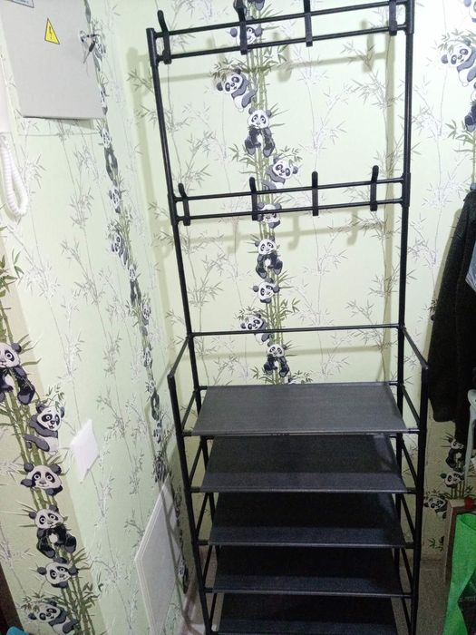 ХІТ Залізна вішалка для одягу + підставка для взуття, 2 в 1, 4 полиці