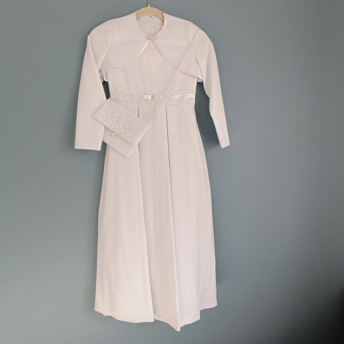 Sukienka komunijna alba 134/140 dla szczupłej lub bliźniaczek