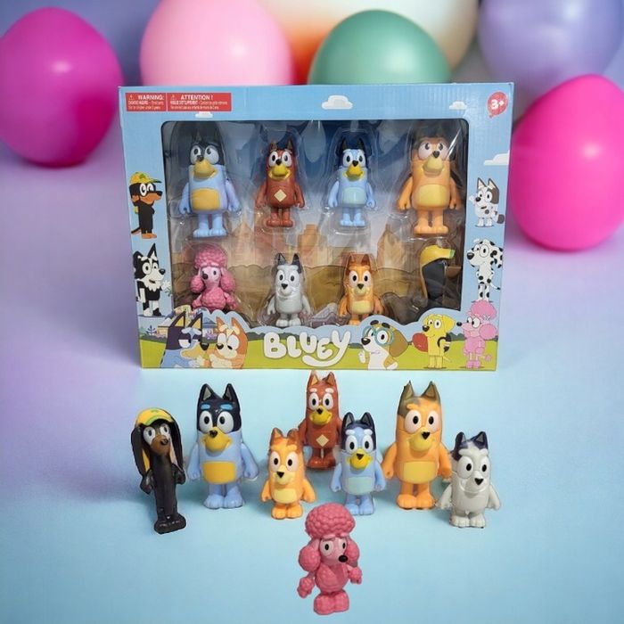 Zestaw Figurek Z Bajki Bluey & Family Rodzina Bing Przjaciele Zabawa 8