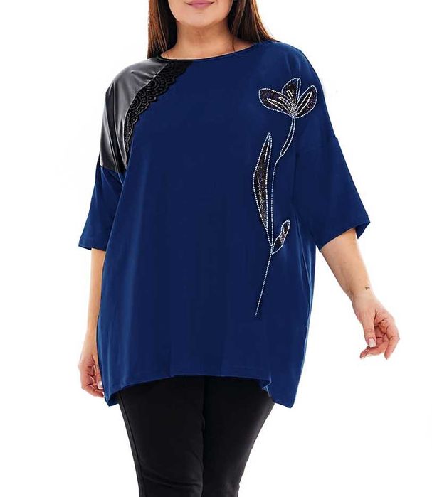 Modna tunika cekiny plus size bawełniana wygodna 3xl 4xl