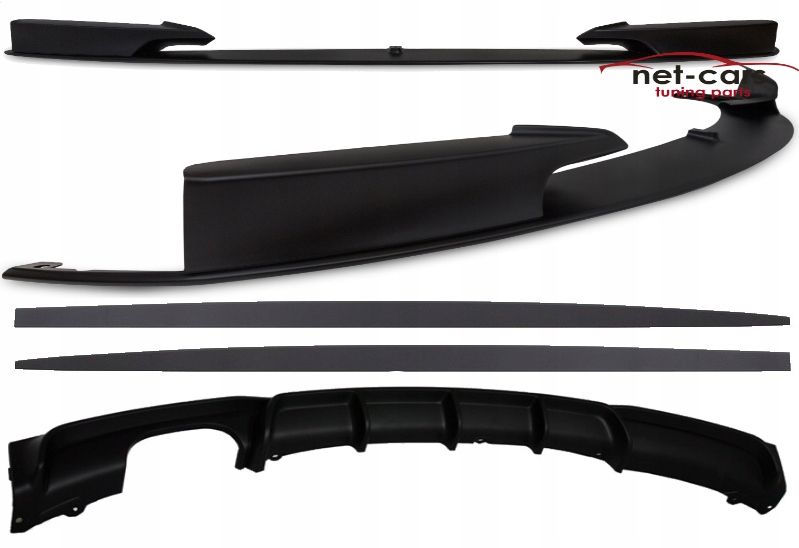 Zestaw BMW F30 F31 MPakiet spoiler przód i tył + progi czarny mat 00-
