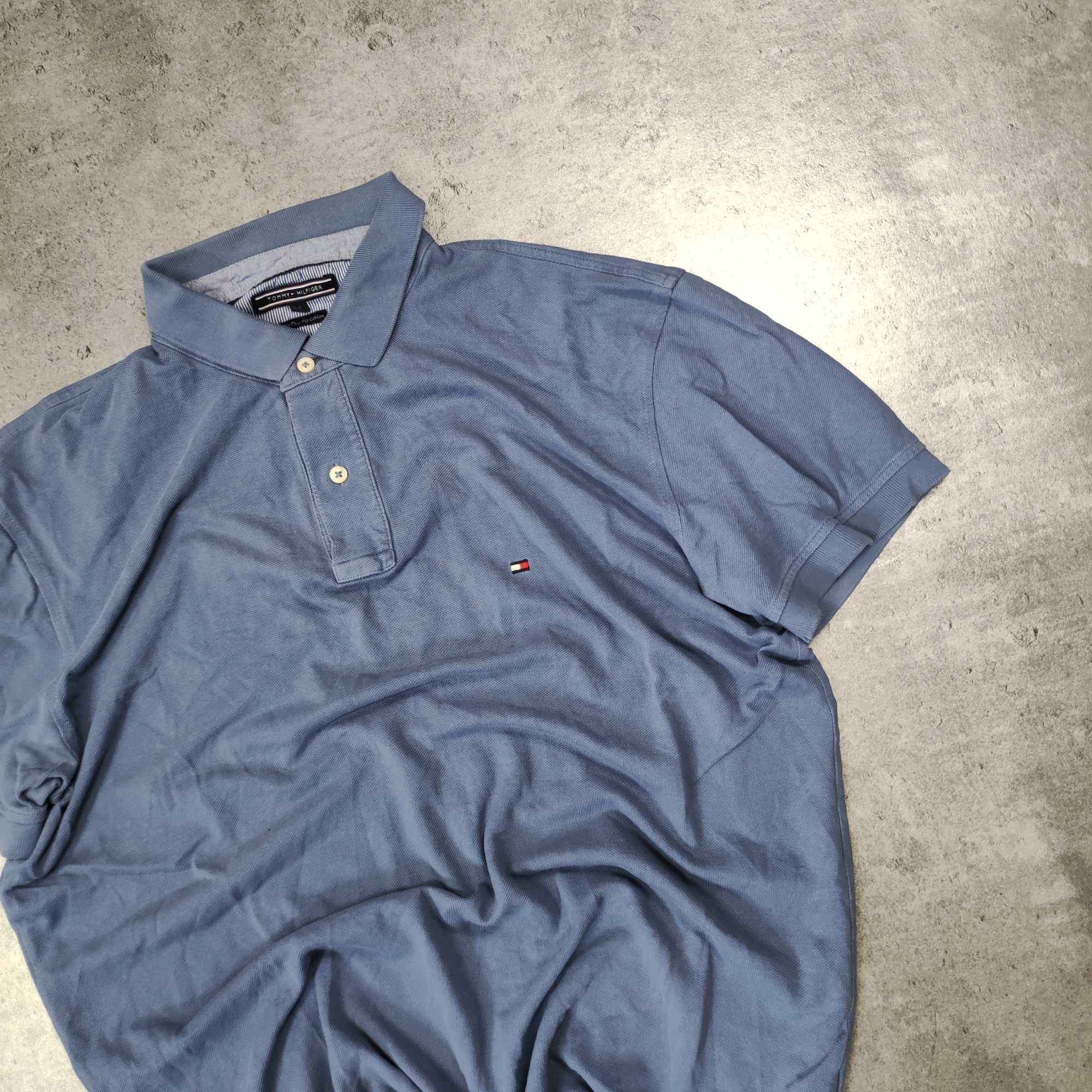 MĘSKA Koszulka POLO Elegancka Błękitna PREMIUM Bawełna Tommy Hilfiger