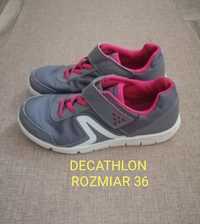 Szaro-różowe buty sportowe, dziewczęce Decathlon, rozmiar 36