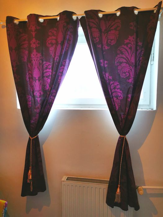 Zasłony fiolet magenta biskupi grube boho