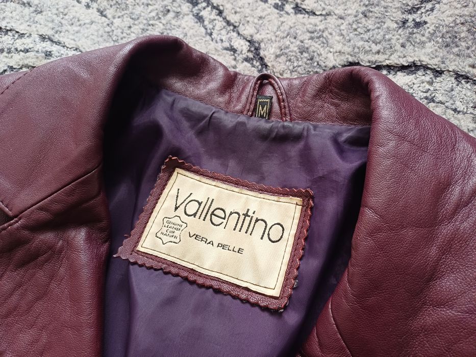 Kurtka damska skórzana Valentino M genuine lamb leather bordowa retro
