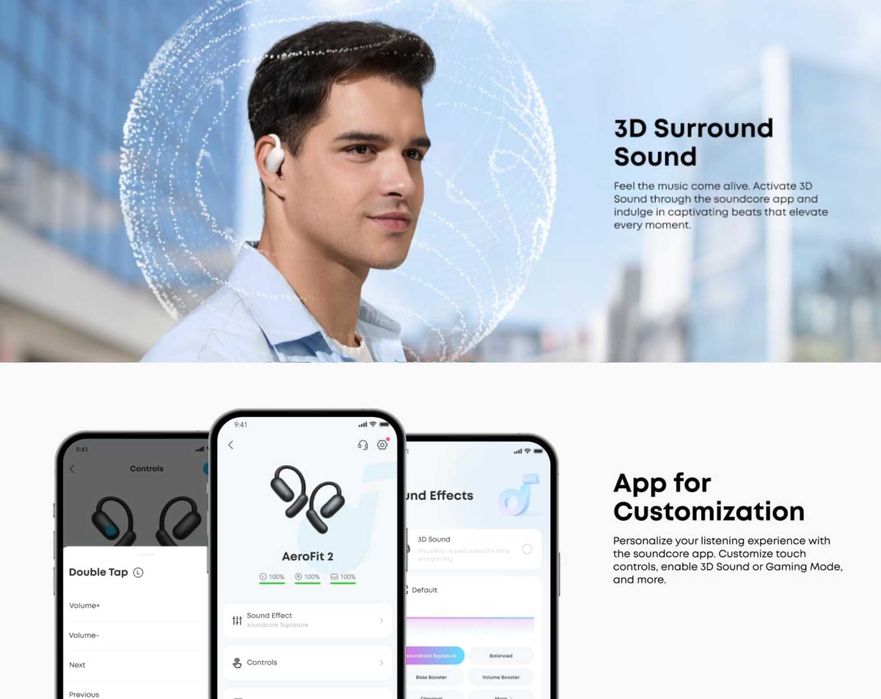 Навушники Anker Soundcore AeroFit 2 Hi-Res Audio LDAC White/Black