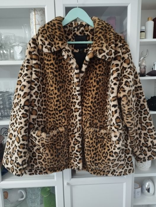 Kurtka panterka futerko miś sztuczne viral trendy xxxl