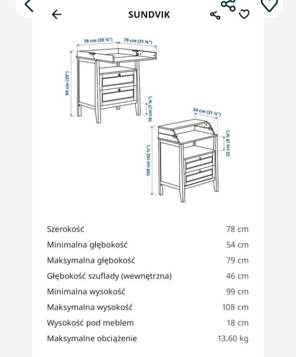 Ikea sundvik komoda z funkcją przewijaka