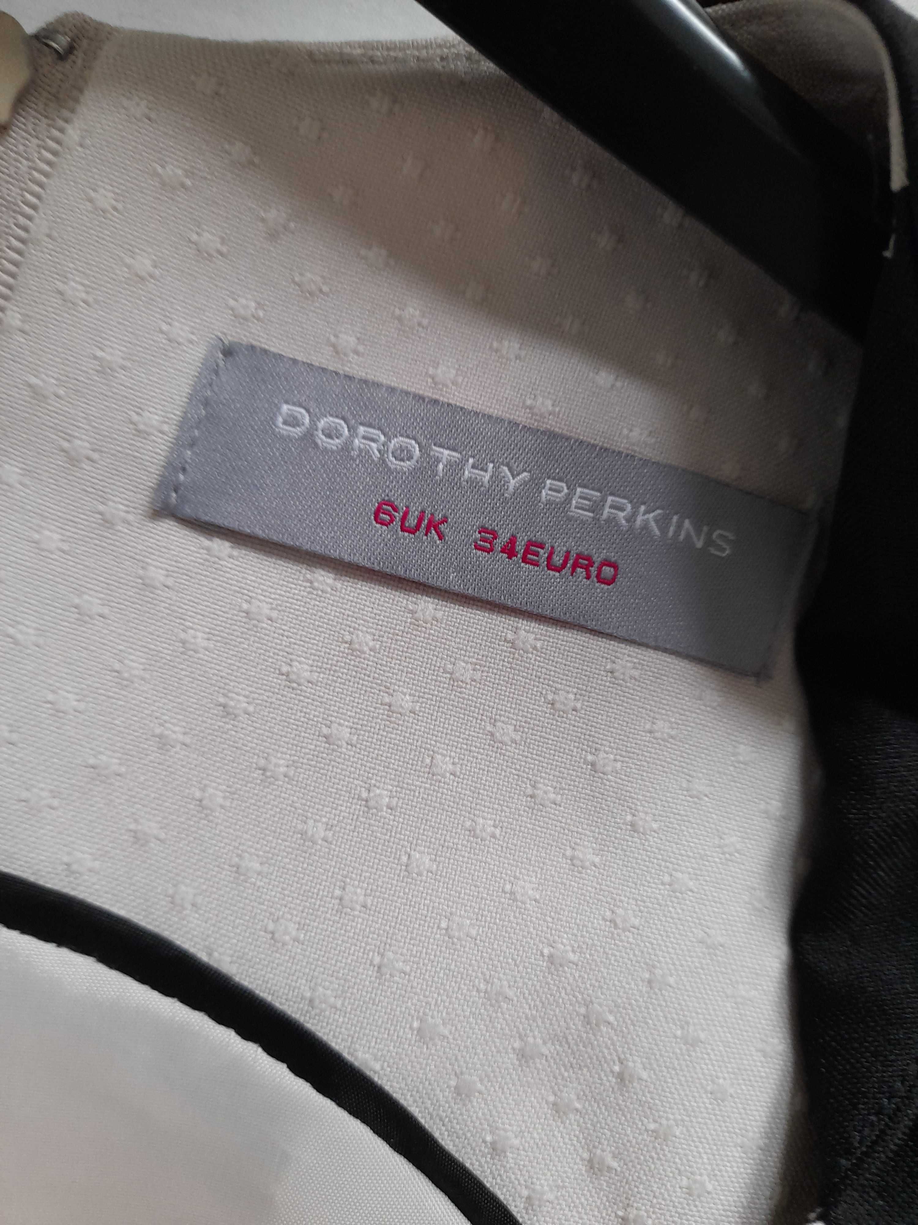 Sukienka czarna z beżowymi wstawkami elegancja Dorothy Perkins