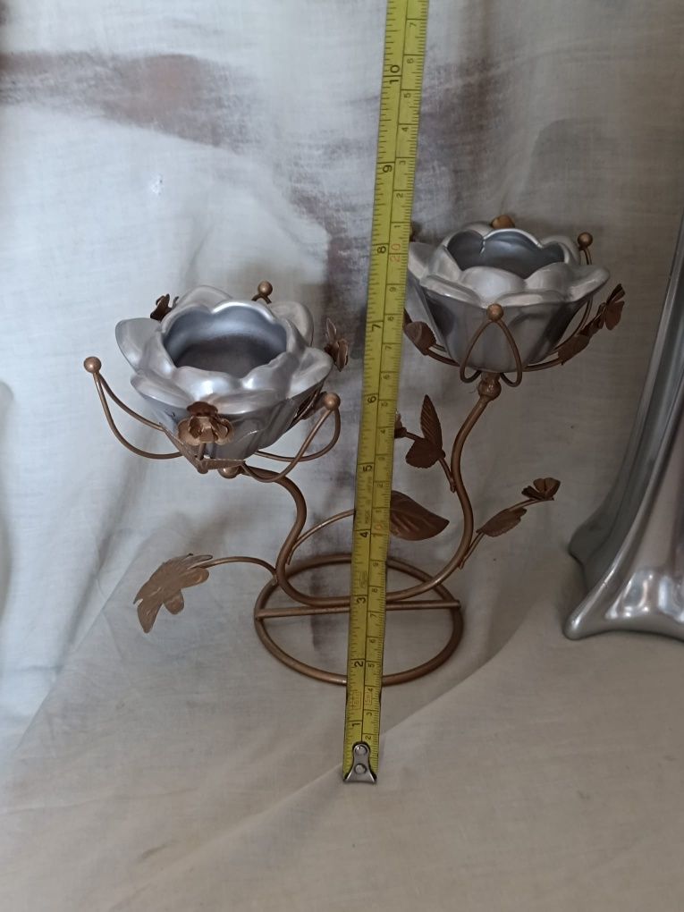 Conjunto de decoração castiçal + jarro