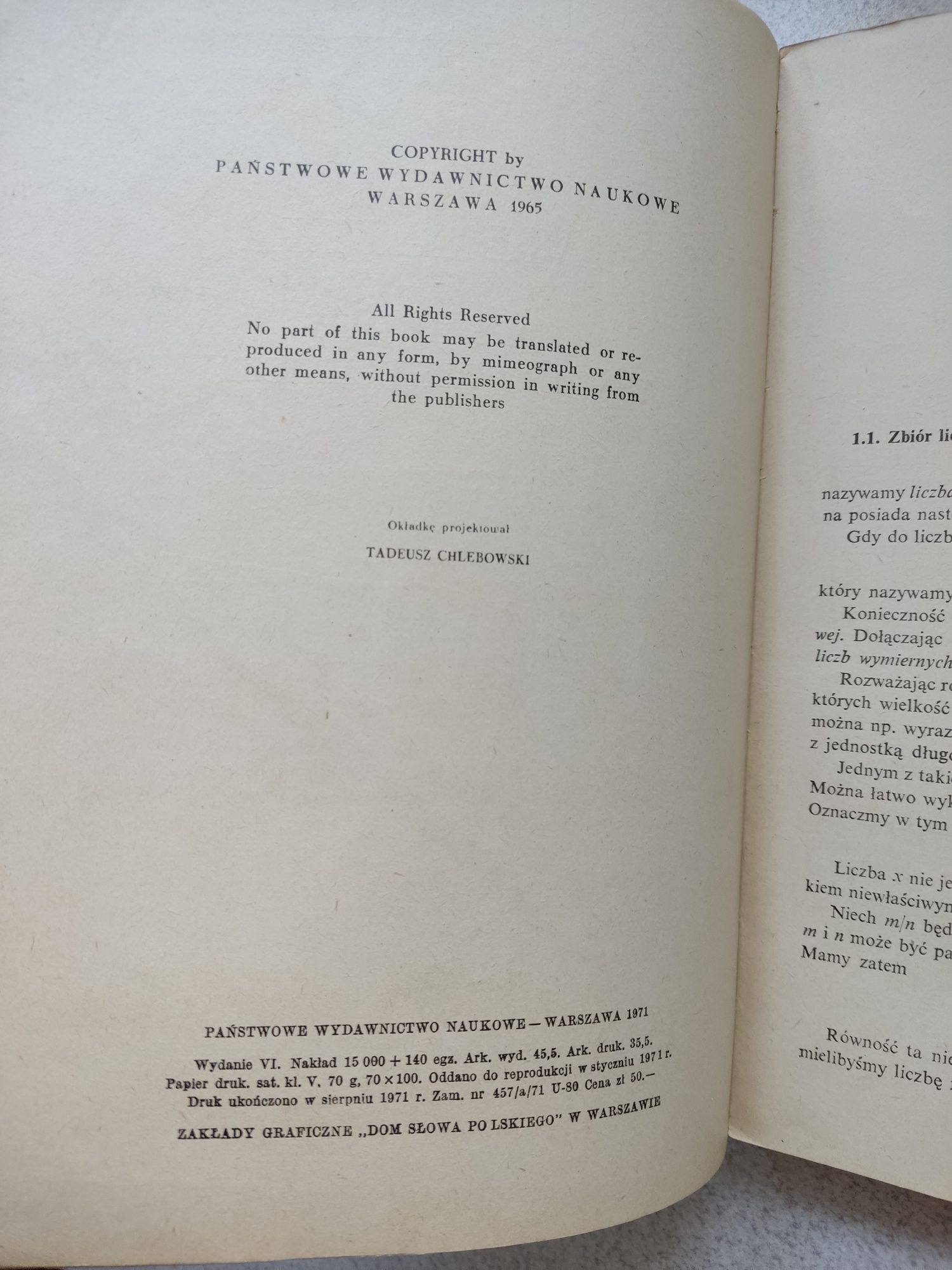 Matematyka podstawy, część 1 Wrona (wyd. 1971)