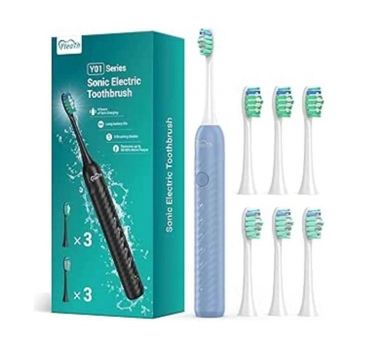 YTEATH PRO Szczoteczka soniczna dla dorosłych 6 Głowic niebieska