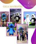 Biały Miś XXL, Stitch Panda Wanda Duża Dmuchana Maskotka  Impreza