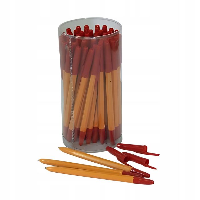 Długopis klasyczny z skuwką, 50 szt., pomarańczowy.