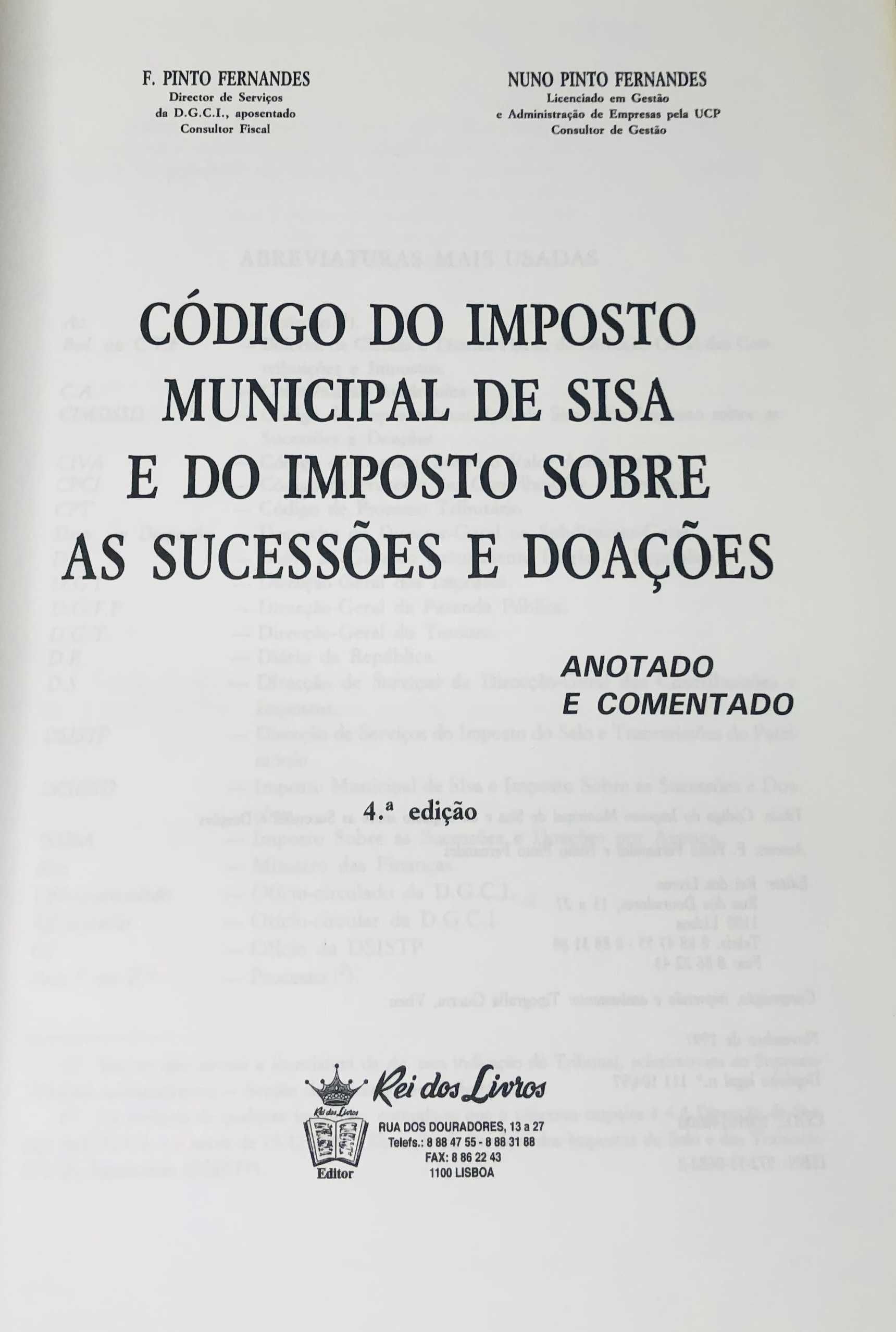 Código do Imposto Municipal da Sisa e do Imposto Sobre as Sucessões...