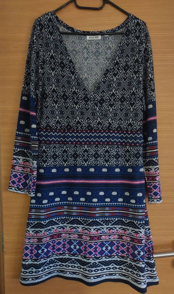 Vestido Estampado Étnico Azul, M/L
