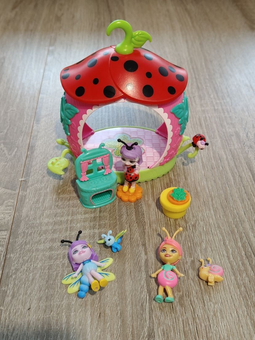 ENCHANTIMALS 3x mini lalka: Biedronka, Ślimak i Ważka+Domek+3x zwierz