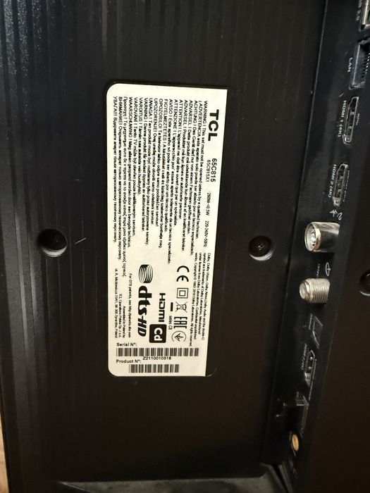 Tv TCL 4K 65 cali  Android tv wbudowane kino ONKYO