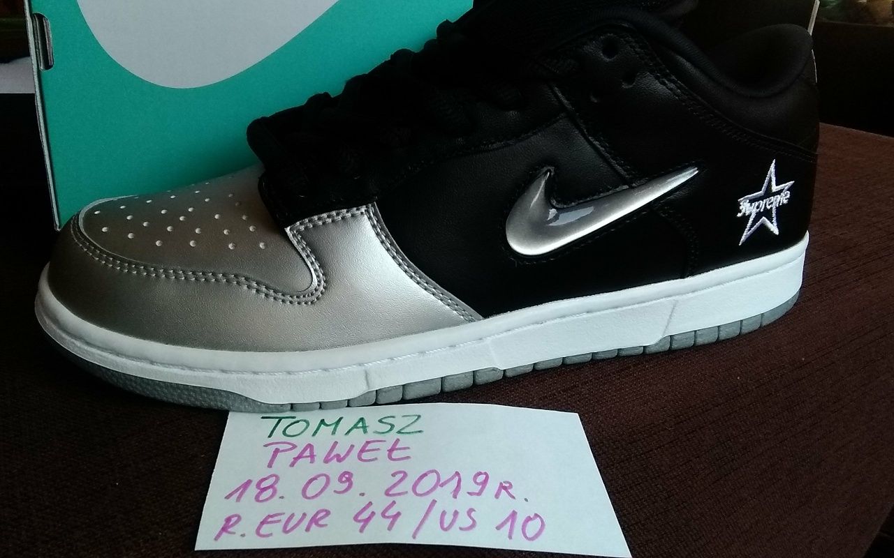 (r. Eur 44 ) Nike SB DUNK Supreme low czarne srebrne