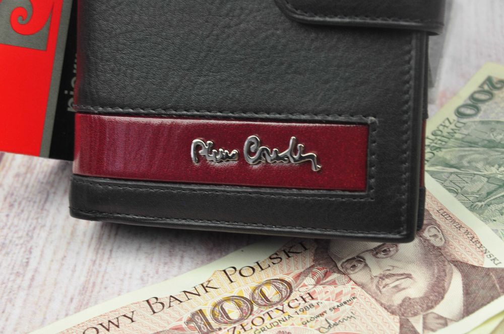Pierre Cardin nowy portfel męski skóra naturalna 26 331A nero red