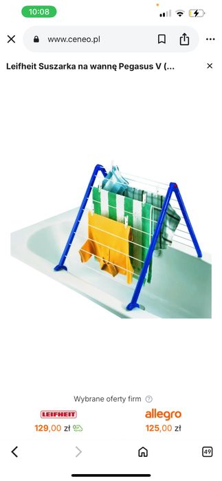 Suszarka na ubrania pranie nowa nawannowa na wannę rozkładana duża