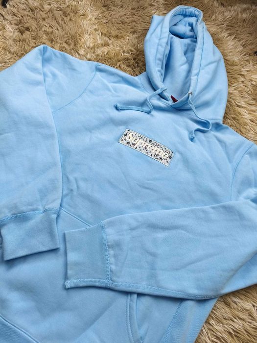 Supreme Bandana Box Logo Hoodie Azul Claro
