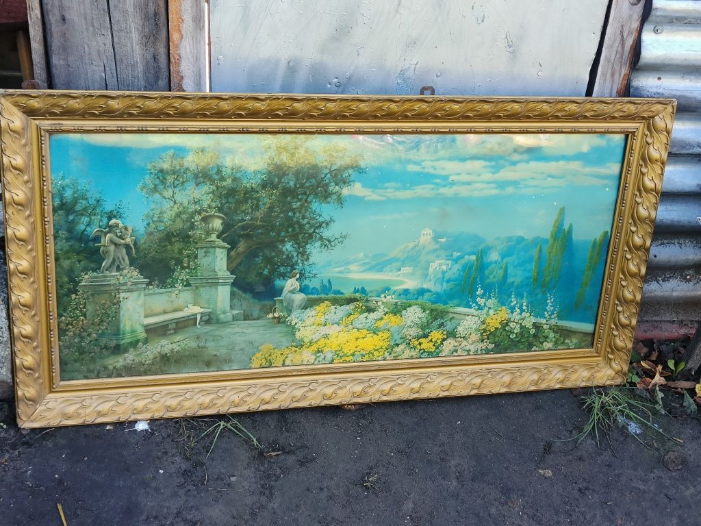 Stary Antyczny Obraz W Złotej Ramie Hermann Rüdisühli München Art Deco
