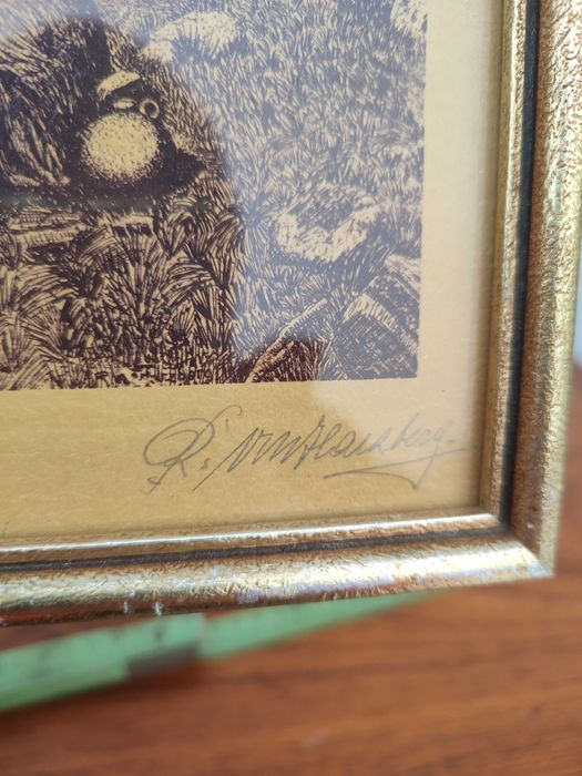 Rycina / Drzeworyt 1930Rok R.Harzberg Podpis oryginał - V